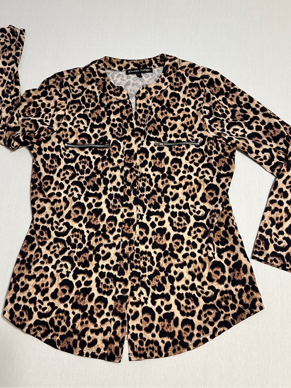 Amanda Uprichard Leopard-Print Zip Pocket Blouse - Tan & Black